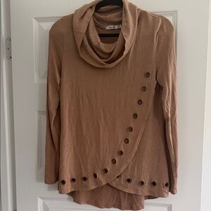 Elegant Cowl Neck Sweater in Tan